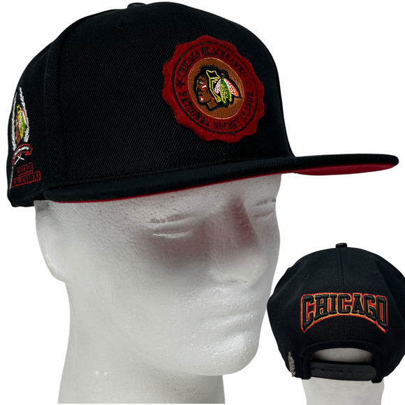 Chicago Blackhawks Hat Cap Pro Standard Stanley Cup Wool Blend Snapback Black - Picture 1 of 12